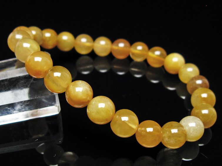 ルチルクォーツ ブレスレット 8mm ゴールドルチル ブロンズルチル メール便可 一点物 111-54927