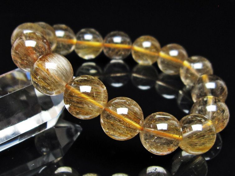 ルチルクォーツ ブレスレット 13mm ゴールドルチル ブロンズルチル 一点物 111-54930