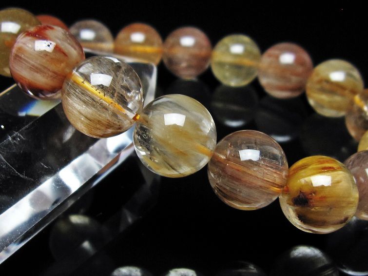 ルチルクォーツ ブレスレット 12mm ゴールドルチル ブロンズルチル 一点物 111-54933