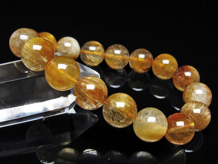 ルチルクォーツ ブレスレット 12mm ゴールドルチル ブロンズルチル 一点物 111-54934