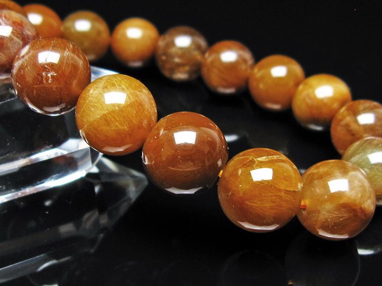ルチルクォーツ ブレスレット 12mm ゴールドルチル ブロンズルチル 一点物 111-54949