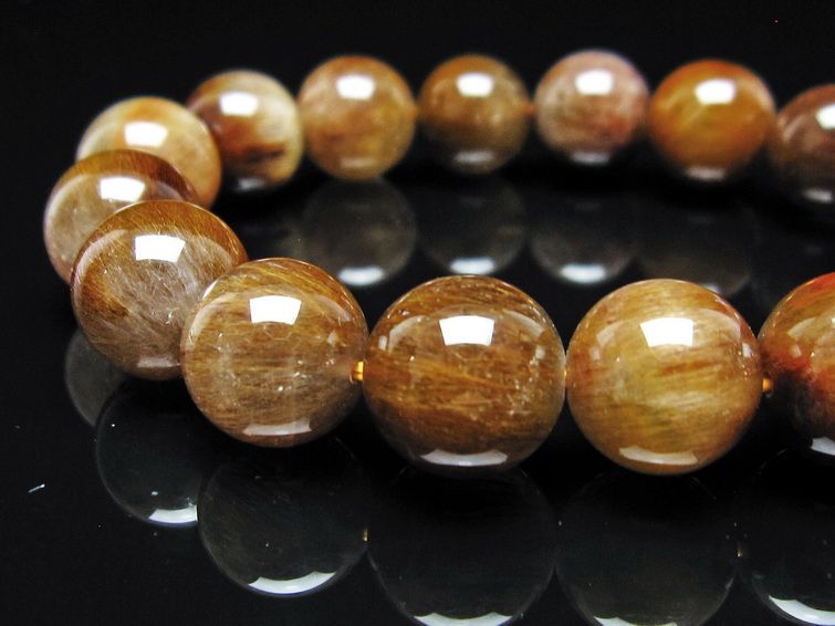 ルチルクォーツ ブレスレット 12mm ゴールドルチル ブロンズルチル 一点物 111-54950
