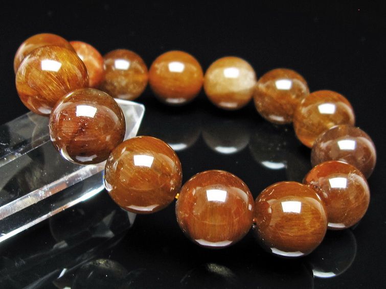 ルチルクォーツ ブレスレット 15mm ゴールドルチル ブロンズルチル 一点物 111-54952