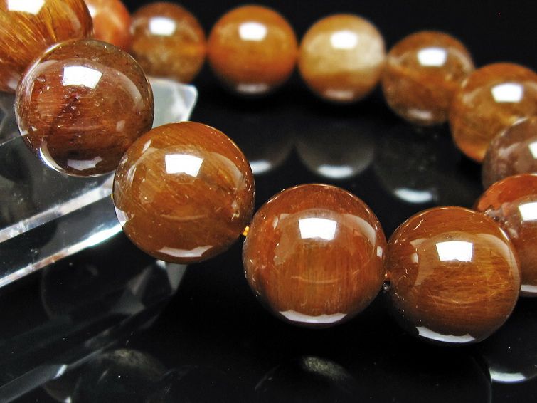 ルチルクォーツ ブレスレット 15mm ゴールドルチル ブロンズルチル 一点物 111-54952