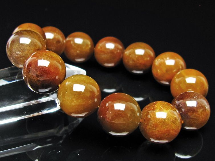 ルチルクォーツ ブレスレット 16mm ゴールドルチル ブロンズルチル 一点物 111-54954