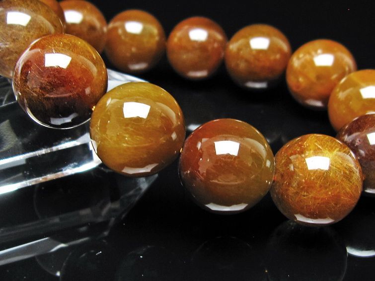 ルチルクォーツ ブレスレット 16mm ゴールドルチル ブロンズルチル 一点物 111-54954