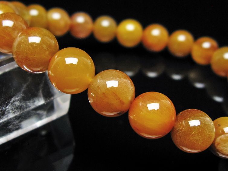 ルチルクォーツ ブレスレット 8mm ゴールドルチル ブロンズルチル メール便可 一点物 111-54964