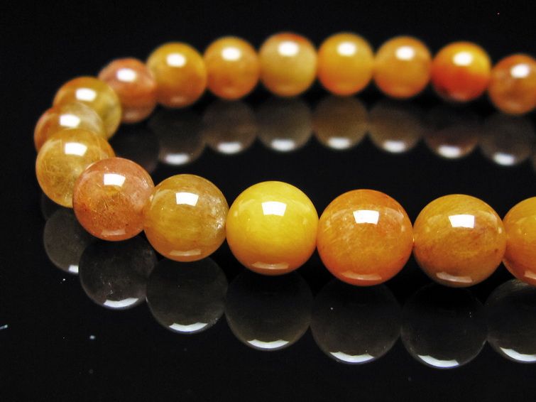 ルチルクォーツ ブレスレット 8mm ゴールドルチル ブロンズルチル メール便可 一点物 111-54964