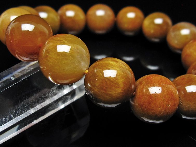 ルチルクォーツ ブレスレット 13mm ゴールドルチル ブロンズルチル 一点物 111-54976