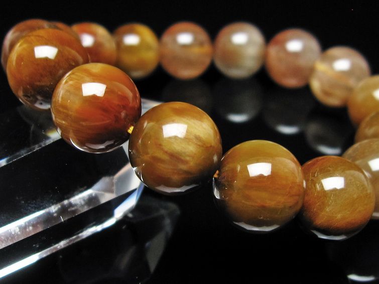 ルチルクォーツ ブレスレット 12mm ゴールドルチル ブロンズルチル 一点物 111-54977