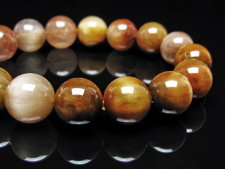 ルチルクォーツ ブレスレット 12mm ゴールドルチル ブロンズルチル 一点物 111-54977
