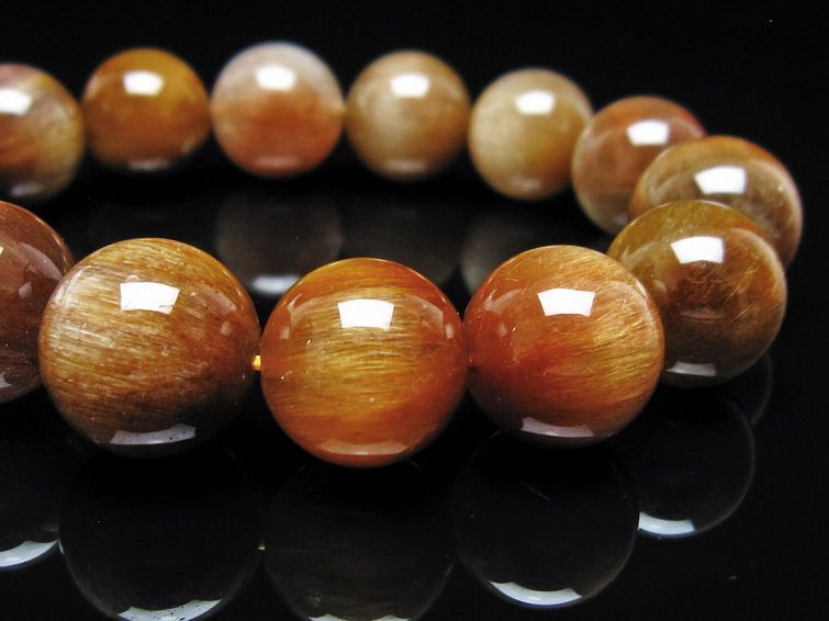 ルチルクォーツ ブレスレット 14mm ゴールドルチル ブロンズルチル 一点物 111-54981