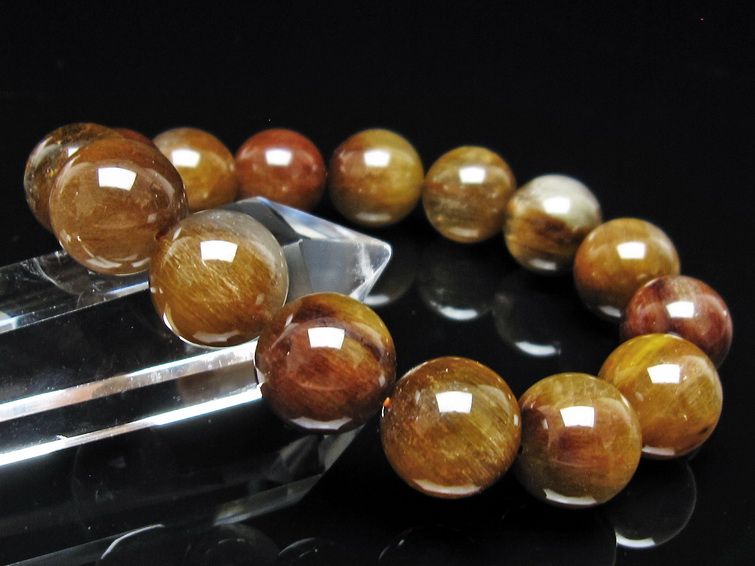 ルチルクォーツ ブレスレット 14mm ゴールドルチル ブロンズルチル 一点物 111-54983