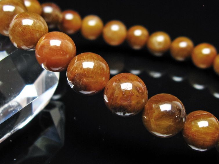 ルチルクォーツ ブレスレット 8mm ゴールドルチル ブロンズルチル 一点物 111-54986