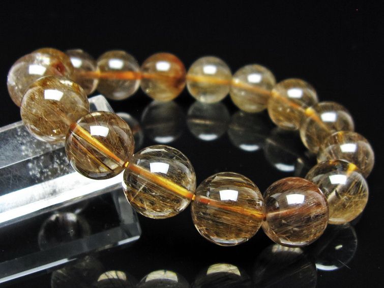 ルチルクォーツ ブレスレット 12mm ゴールドルチル ブロンズルチル 一点物 111-54992