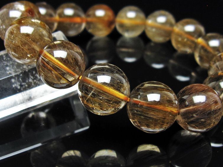 ルチルクォーツ ブレスレット 12mm ゴールドルチル ブロンズルチル 一点物 111-54992