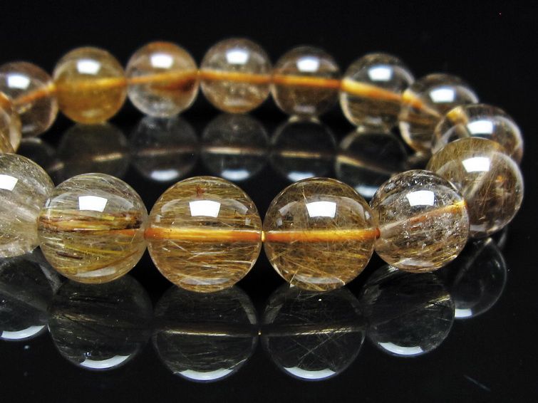 ルチルクォーツ ブレスレット 12mm ゴールドルチル ブロンズルチル 一点物 111-54992