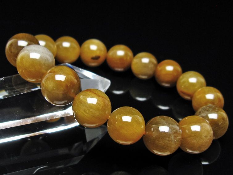 ルチルクォーツ ブレスレット 12mm ゴールドルチル ブロンズルチル 一点物 111-54995