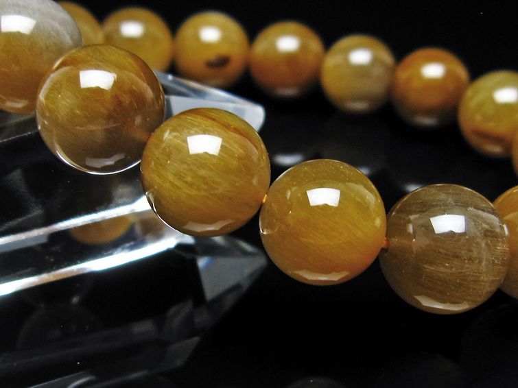 ルチルクォーツ ブレスレット 12mm ゴールドルチル ブロンズルチル 一点物 111-54995