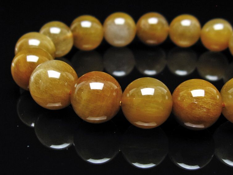ルチルクォーツ ブレスレット 12mm ゴールドルチル ブロンズルチル 一点物 111-54995
