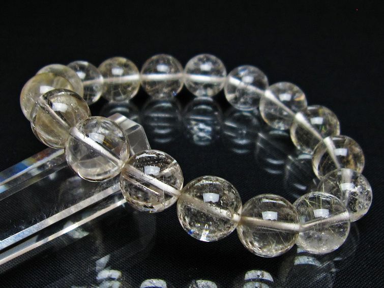 ルチルクォーツ ブレスレット 12mm プラチナルチル ブレス メール便可 一点物 111-55000