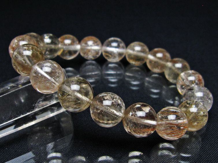 ルチルクォーツ ブレスレット 12mm プラチナルチル ブレス メール便可 一点物 111-55005