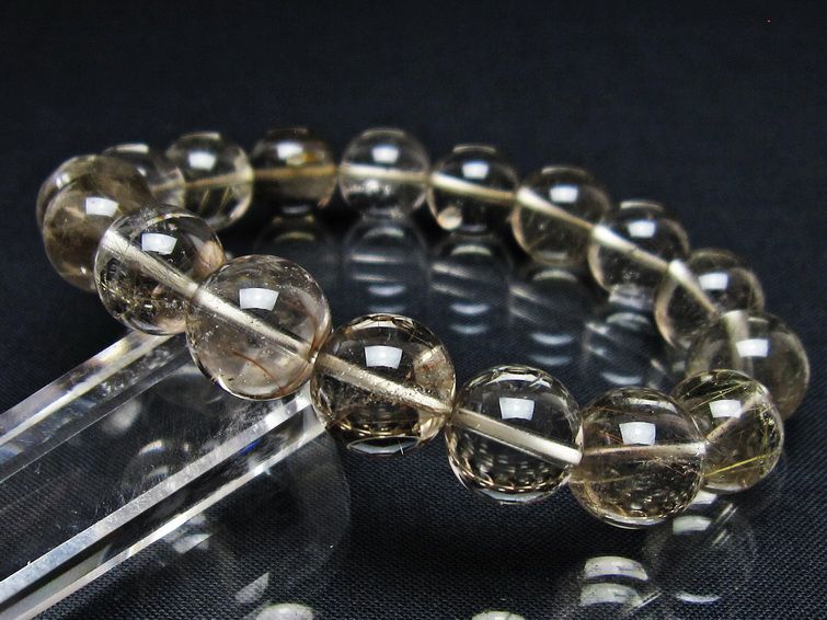 ルチルクォーツ ブレスレット 12mm プラチナルチル ブレス メール便可 一点物 111-55007