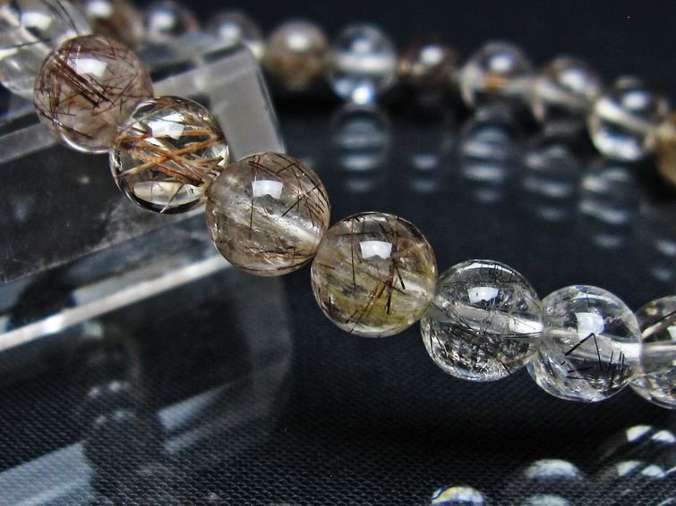 ルチルクォーツ ブレスレット 8mm プラチナルチル ブレス メール便可 一点物 111-55009