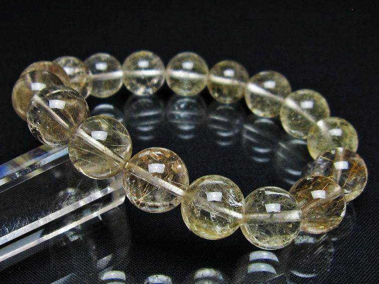 ルチルクォーツ ブレスレット 12mm プラチナルチル ブレス 一点物 111-55016