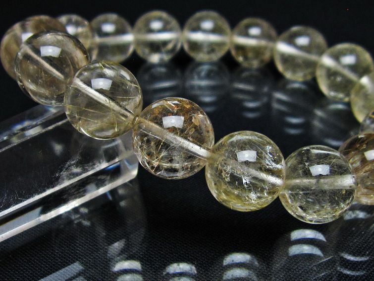 ルチルクォーツ ブレスレット 12mm プラチナルチル ブレス 一点物 111-55016