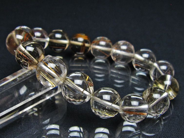 ルチルクォーツ ブレスレット 13mm プラチナルチル ブレス 一点物 111-55031