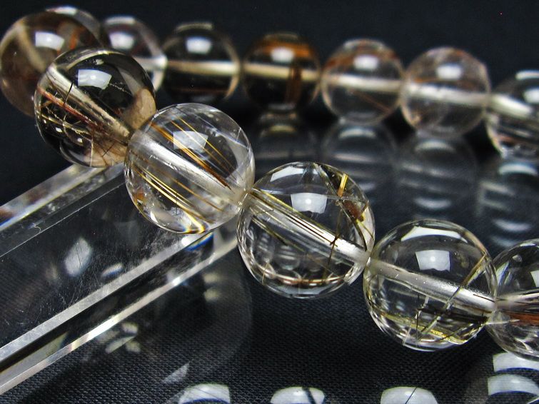 ルチルクォーツ ブレスレット 13mm プラチナルチル ブレス 一点物 111-55031