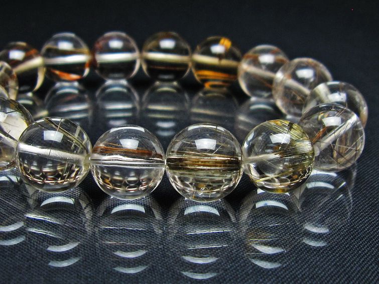 ルチルクォーツ ブレスレット 13mm プラチナルチル ブレス 一点物 111-55031