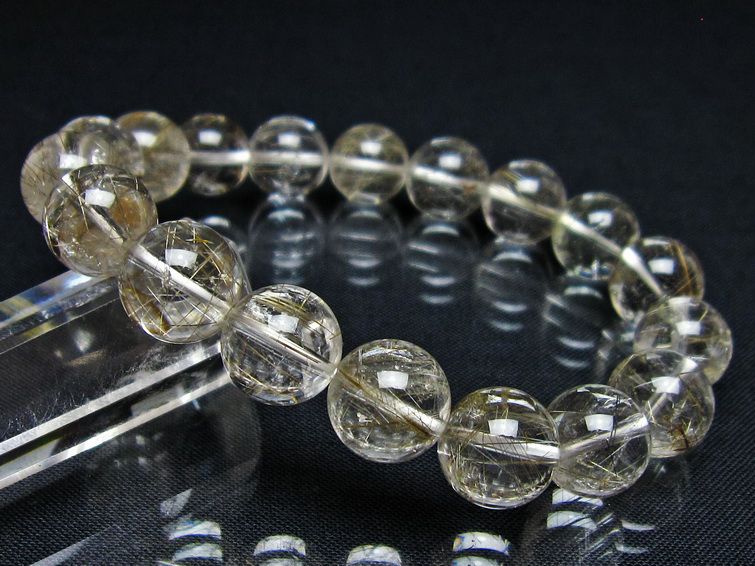 ルチルクォーツ ブレスレット 12mm プラチナルチル ブレス 一点物 111-55033