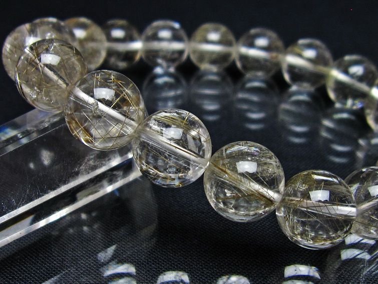 ルチルクォーツ ブレスレット 12mm プラチナルチル ブレス 一点物 111-55033
