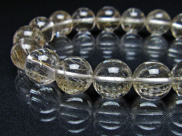 ルチルクォーツ ブレスレット 12mm プラチナルチル ブレス 一点物 111-55033