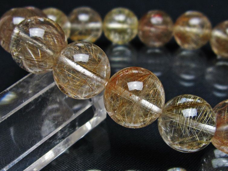 ルチルクォーツ ブレスレット 13mm プラチナルチル ブレス 一点物 111-55039