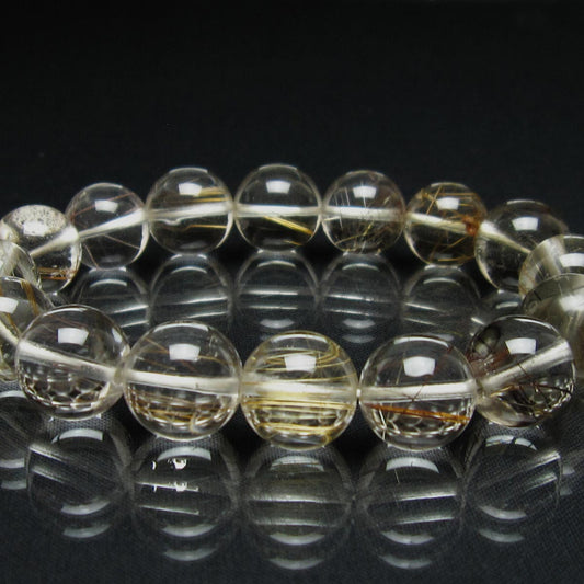ルチルクォーツ ブレスレット 13mm プラチナルチル ブレス 一点物 111-55040