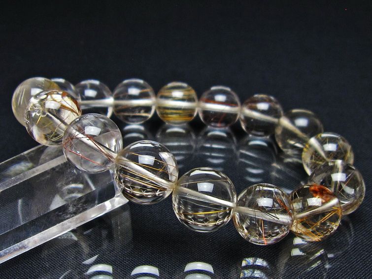 ルチルクォーツ ブレスレット 13mm プラチナルチル ブレス 一点物 111-55040