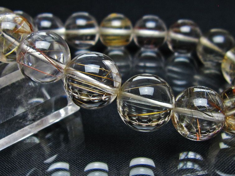 ルチルクォーツ ブレスレット 13mm プラチナルチル ブレス 一点物 111-55040