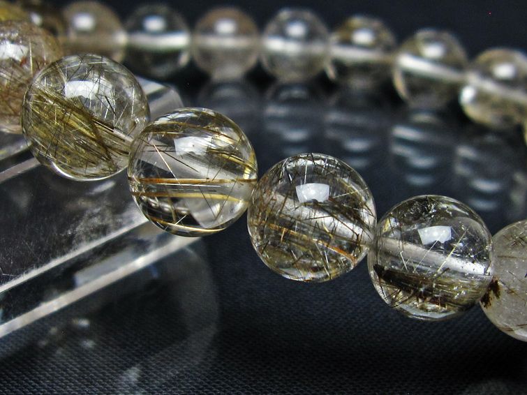 ルチルクォーツ ブレスレット 10mm プラチナルチル ブレス 一点物 111-55043