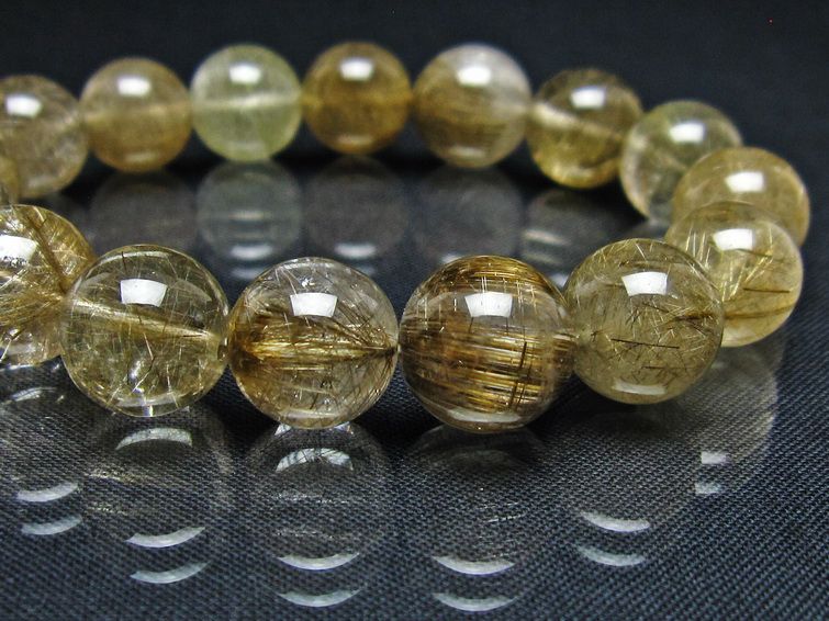 ルチルクォーツ ブレスレット 13mm プラチナルチル ブレス 一点物 111-55045