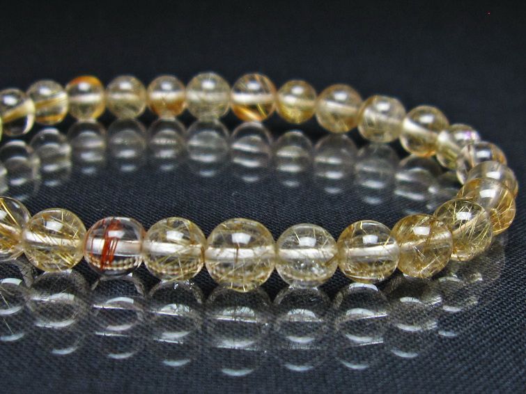 ルチルクォーツ ブレスレット 6mm プラチナルチル ブレス メール便可 一点物 111-55058