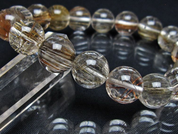 ルチルクォーツ ブレスレット 13mm プラチナルチル ブレス 一点物 111-55063