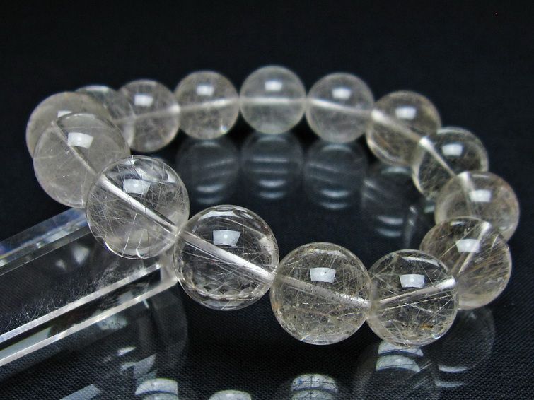 ルチルクォーツ ブレスレット 15mm プラチナルチル ブレス 一点物 111-55064