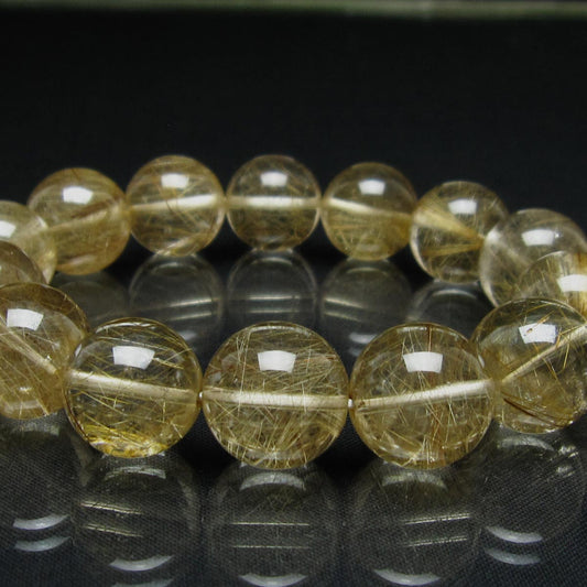 ルチルクォーツ ブレスレット 16mm プラチナルチル ブレス 一点物 111-55065