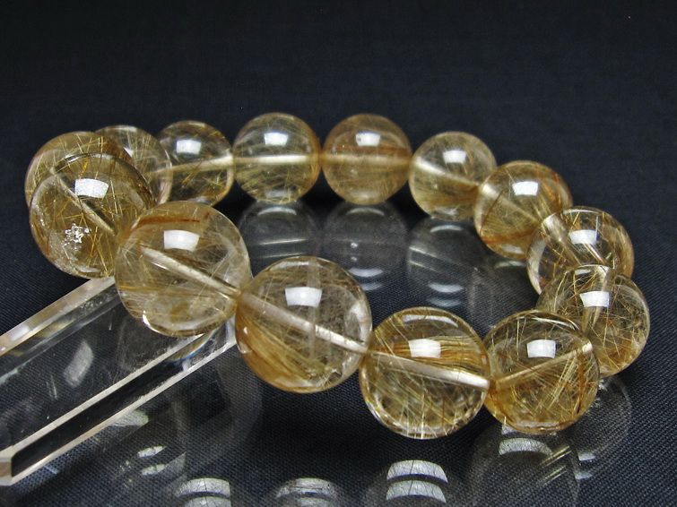 ルチルクォーツ ブレスレット 16mm プラチナルチル ブレス 一点物 111-55065
