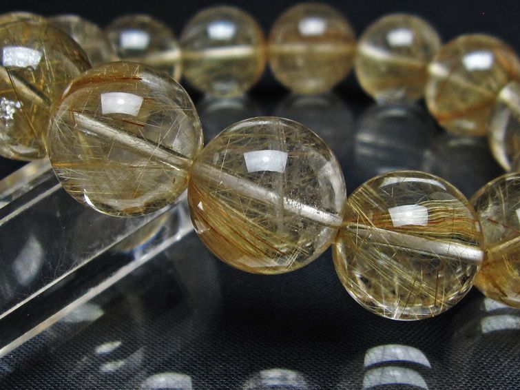 ルチルクォーツ ブレスレット 16mm プラチナルチル ブレス 一点物 111-55065