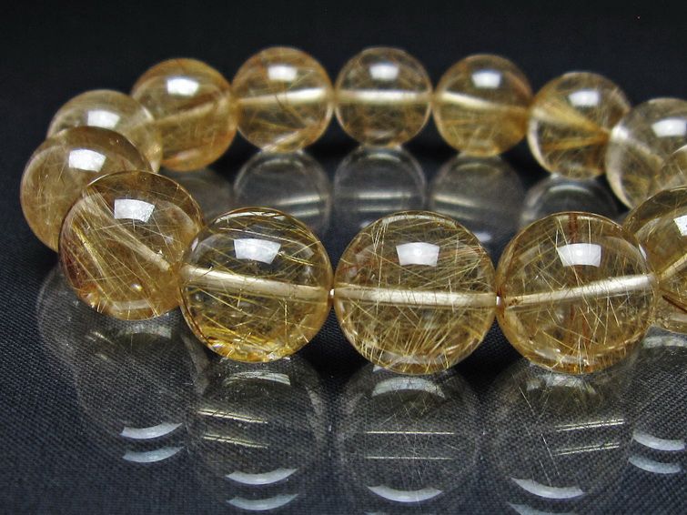 ルチルクォーツ ブレスレット 16mm プラチナルチル ブレス 一点物 111-55065