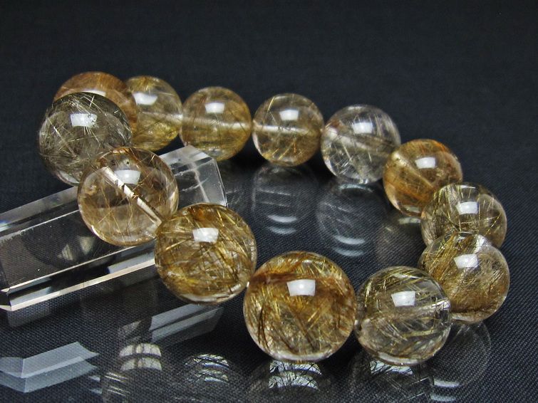 ルチルクォーツ ブレスレット 16mm プラチナルチル ブレス 一点物 111-55066